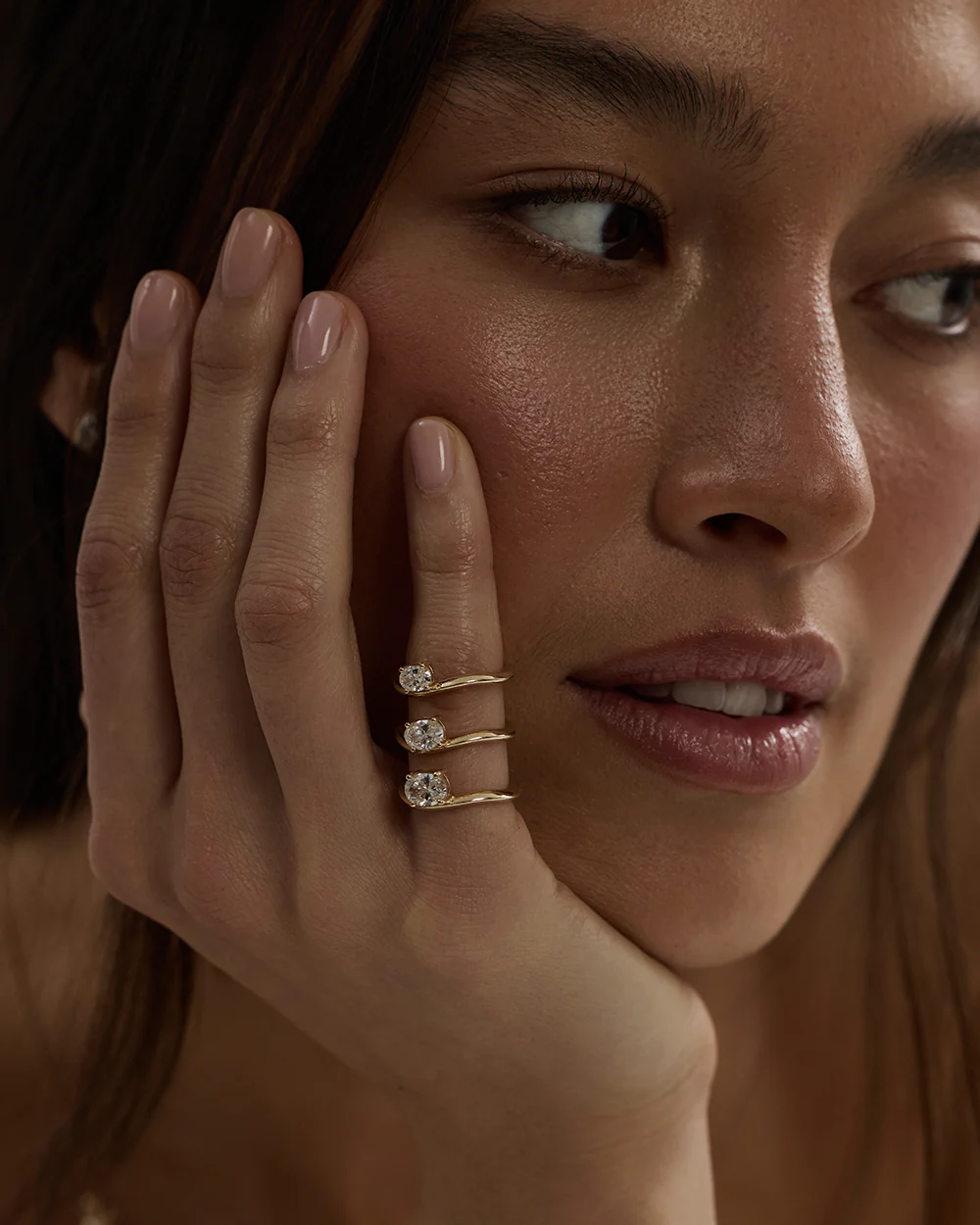 Astra Oval Natural Diamond Pinky Ring - Image 6