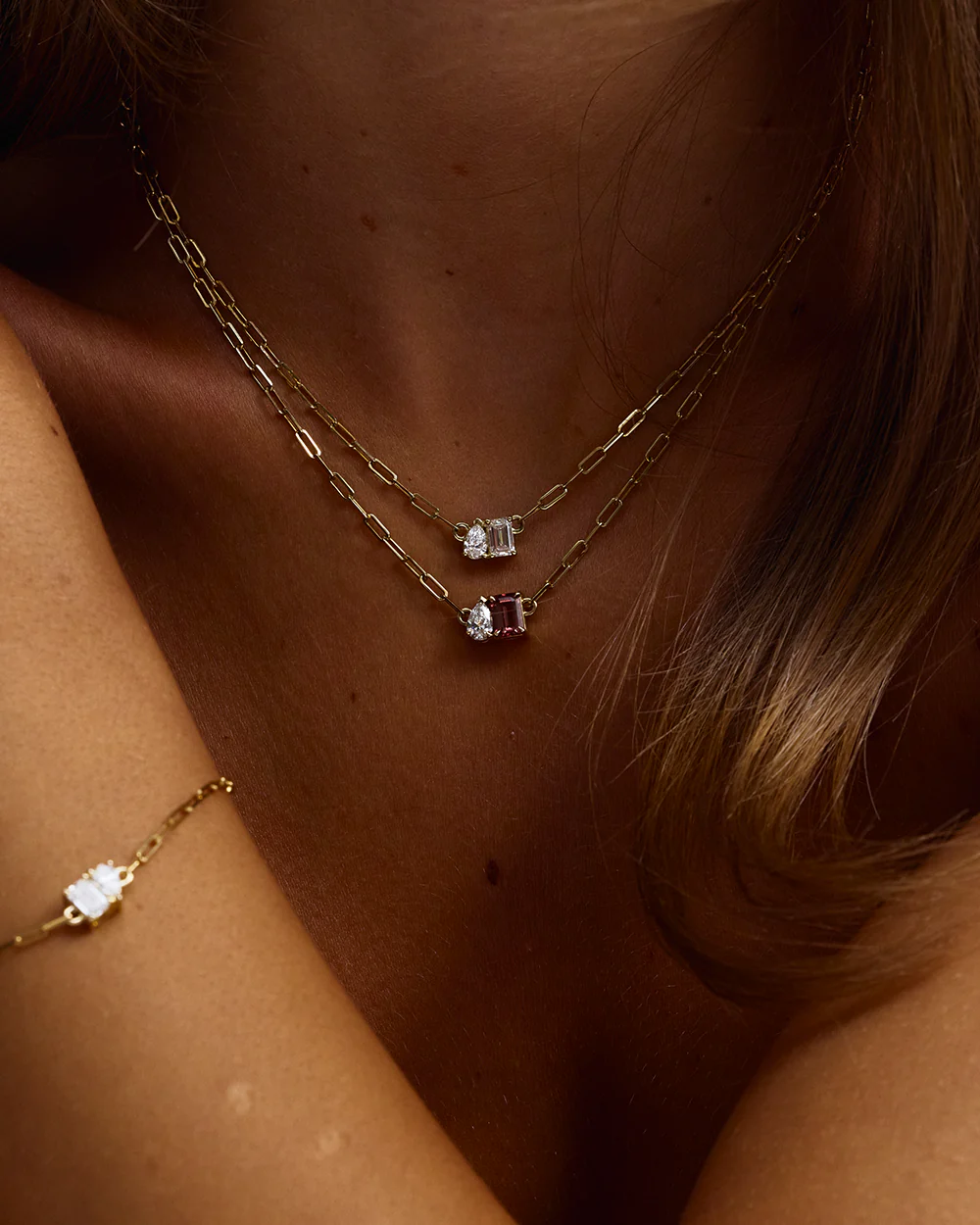 Bridget Diamond Toi et Moi Necklace - Pink Tourmaline - Image 9