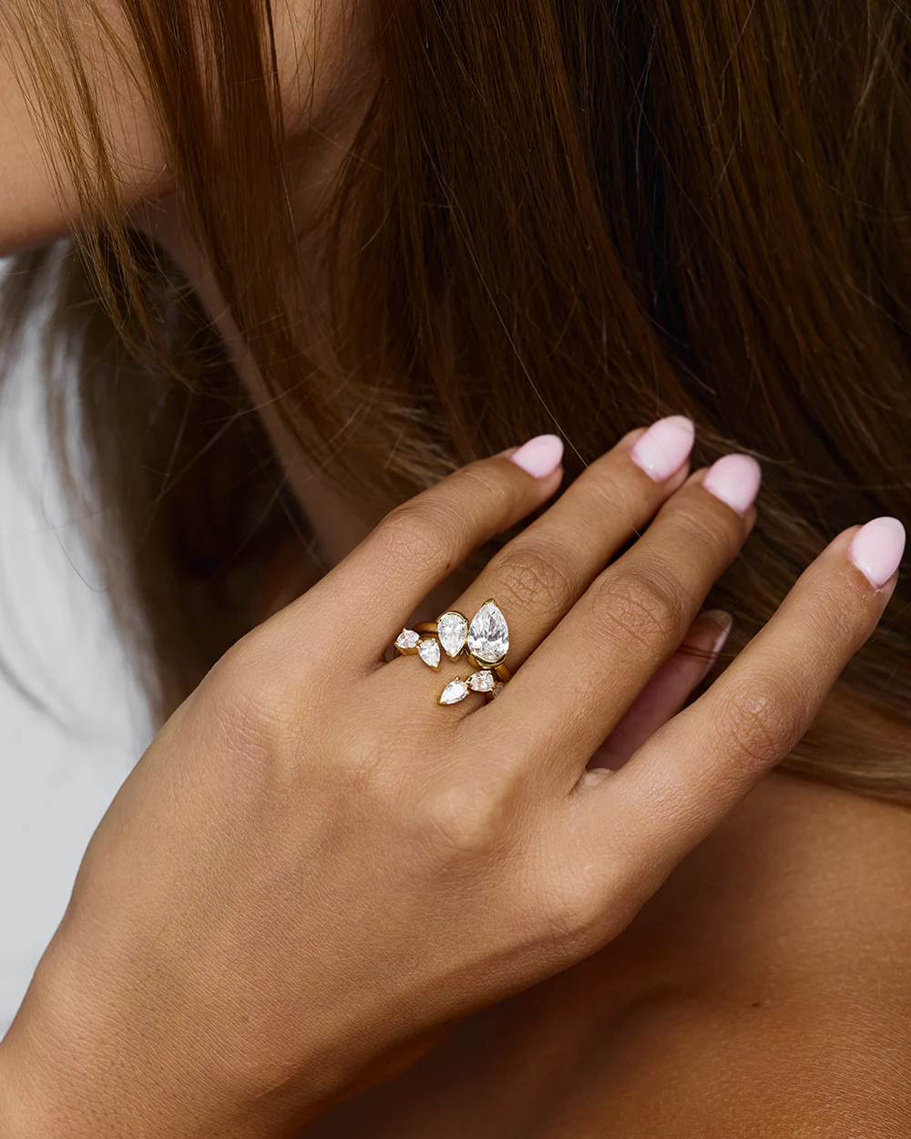 Celine Pear Toi et Moi Diamond Ring - Image 5