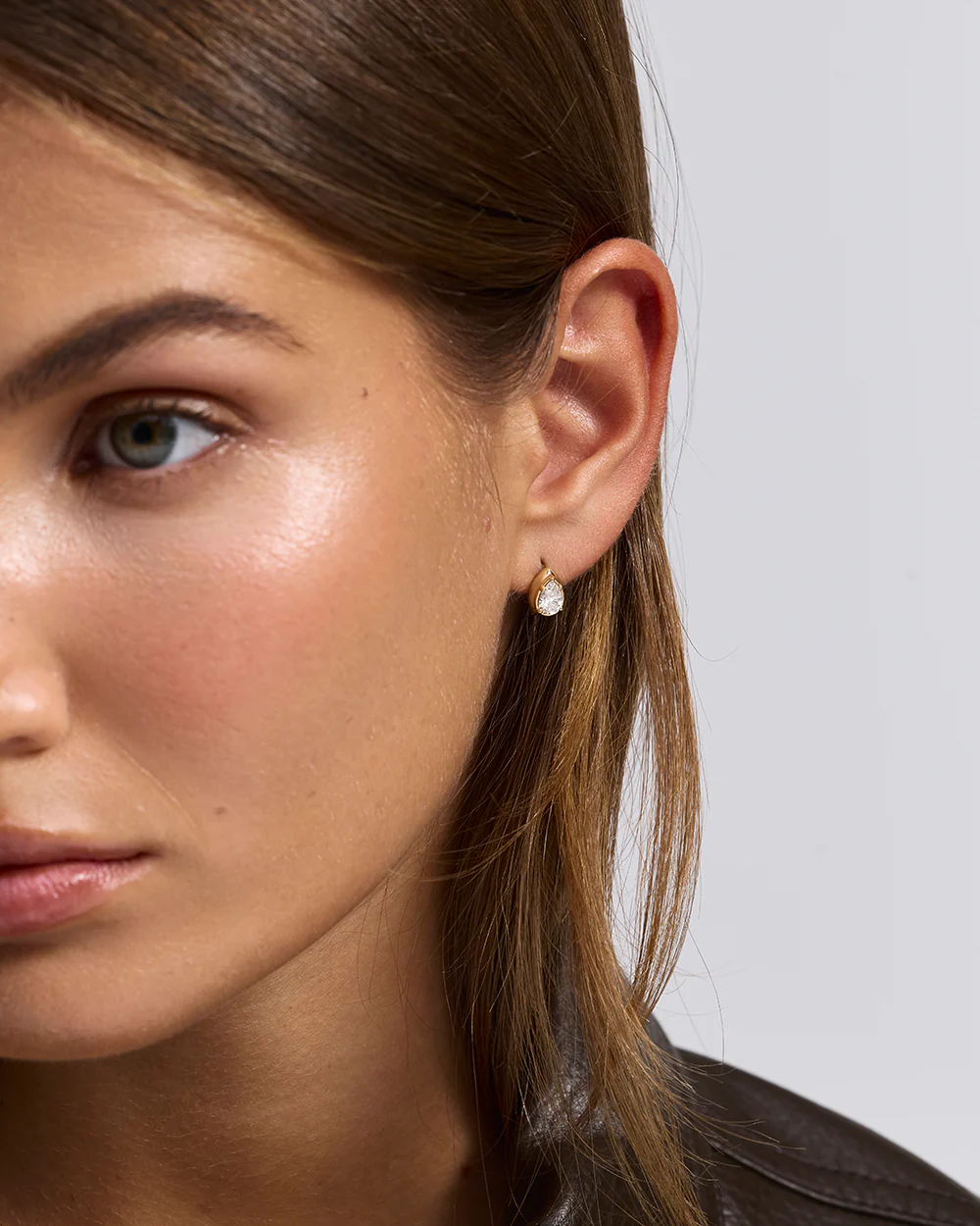 Cleo Pear Diamond Huggies - Image 8