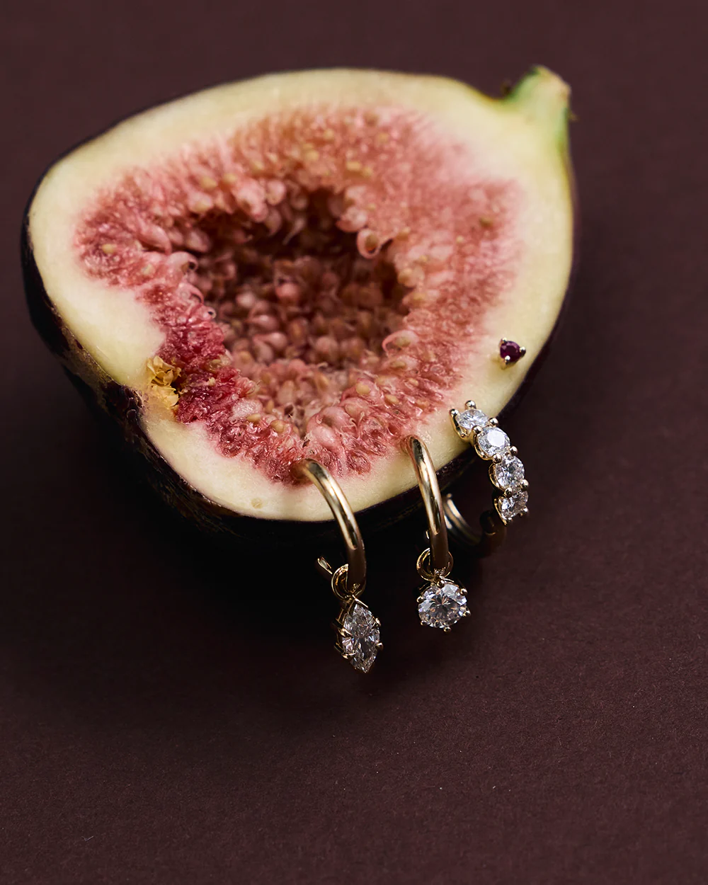 Round Diamond Charmed Hoop Earrings - Image 4